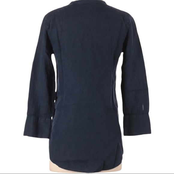 Zara 100% Linen Lagenlook Blue Button Down Top XS - Picture 2 of 7